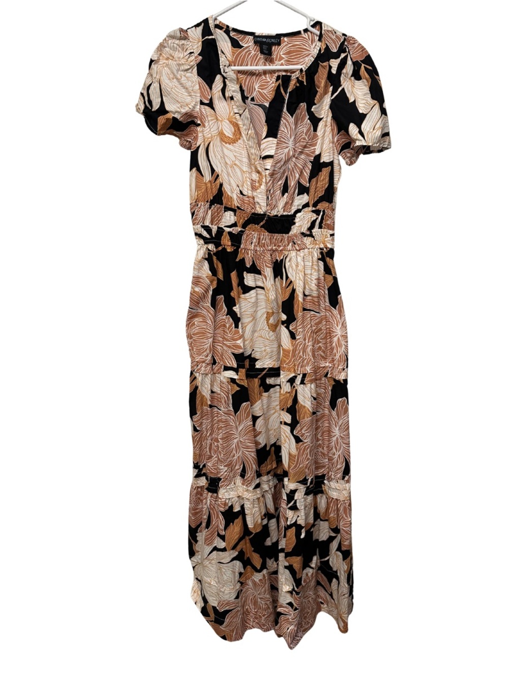 Cynthia Rowley Floral Tiered Midi Dress Size Small